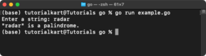 Golang – Palindrome String Program