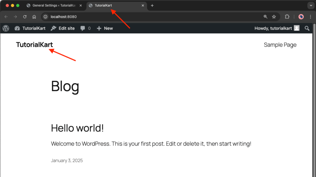 Verify the Site Title Update in WordPress