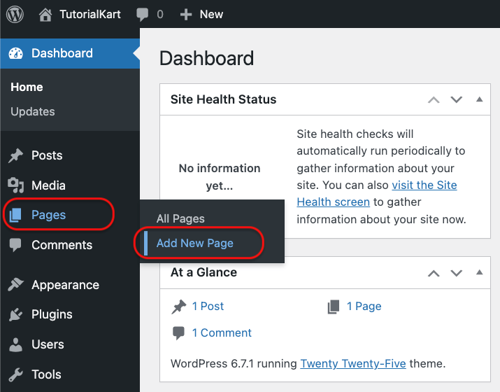 Create a Static Page