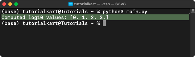 NumPy log10() - Base-10 Logarithm of Elements in Array