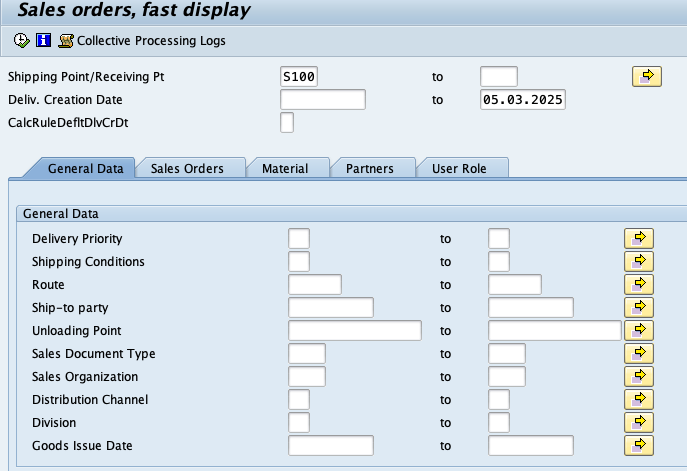 Collective process of delivery in SAP
