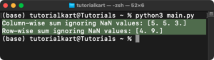 NumPy nansum() - Sum of Array Elements Containing NaN
