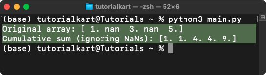 NumPy nancumsum() - Cumulative Sum of Array with NaN
