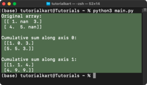 NumPy nancumsum() - Cumulative Sum of Array with NaN
