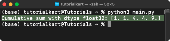 NumPy nancumsum() - Cumulative Sum of Array with NaN