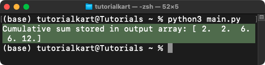 NumPy nancumsum() - Cumulative Sum of Array with NaN