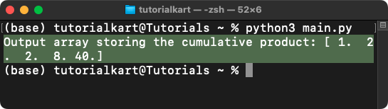NumPy nancumprod() - Cumulative Product of Array
