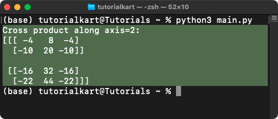 NumPy cross() - Cross Product of Two Vectors or Arrays