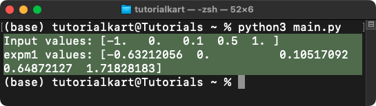 NumPy expm1() - Exponential Minus One For Each Element in Array