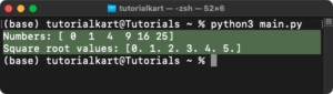 NumPy sqrt() - Square Root of Each Element in Array