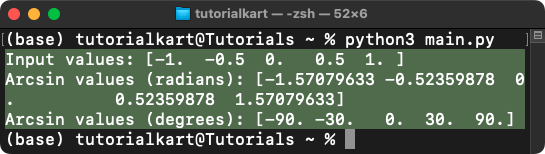 NumPy arcsin() - Trigonometric Inverse Sine