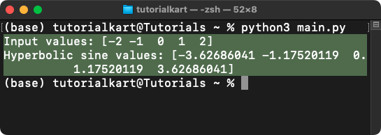 NumPy sinh() - Hyperbolic Sine