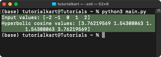 NumPy cosh() - Hyperbolic Cosine