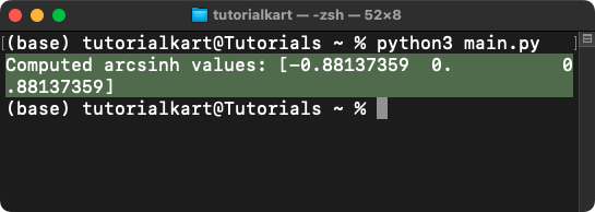 NumPy arcsinh() - Inverse Hyperbolic Sine