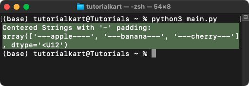 NumPy strings.center() - Padding Around String