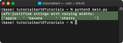 NumPy strings.ljust() - Left Justify Strings in Array