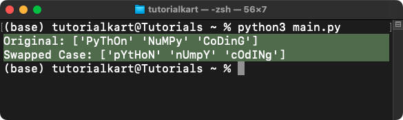 NumPy strings.swapcase() - Change Case of Each Character
