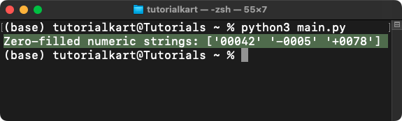 NumPy strings.zfill() - Left Fill String with Zeroes to Specific Length