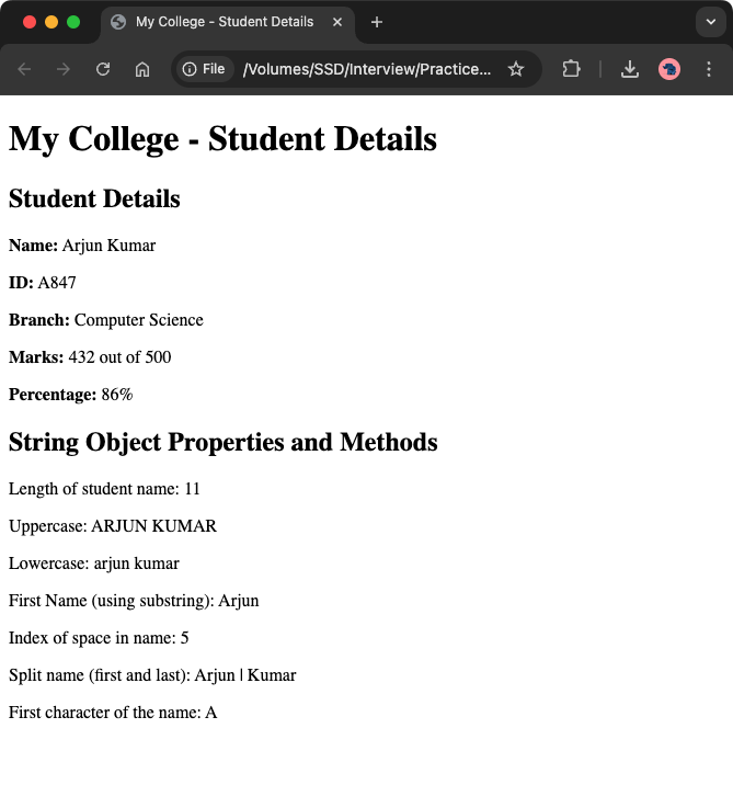 7. JavaScript Pre-defined and User-defined Objects