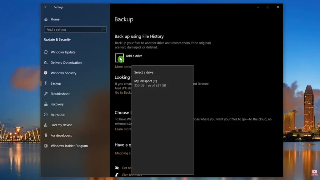 Back Up Windows 10 Files with File History - Step 5