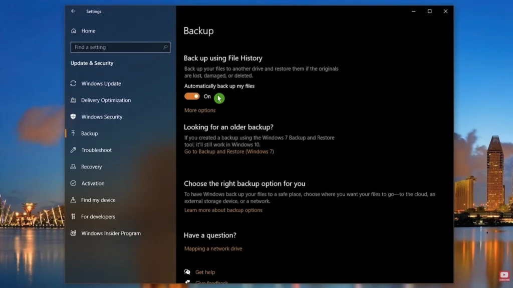 Back Up Windows 10 Files with File History - Step 7