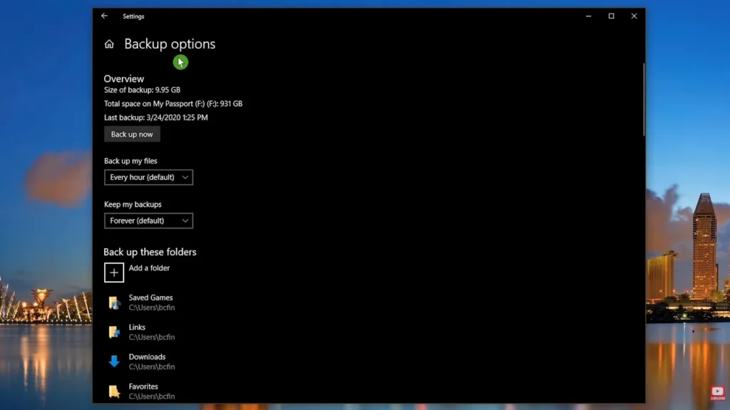 Back Up Windows 10 Files with File History - Step 8