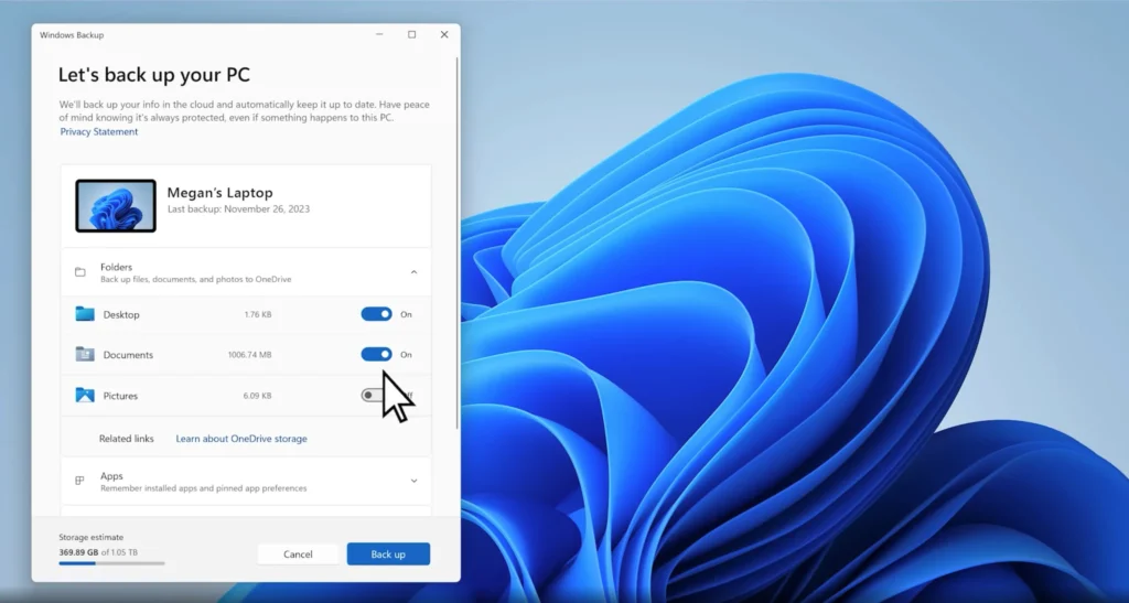 Windows 10 File Backup - Step 2