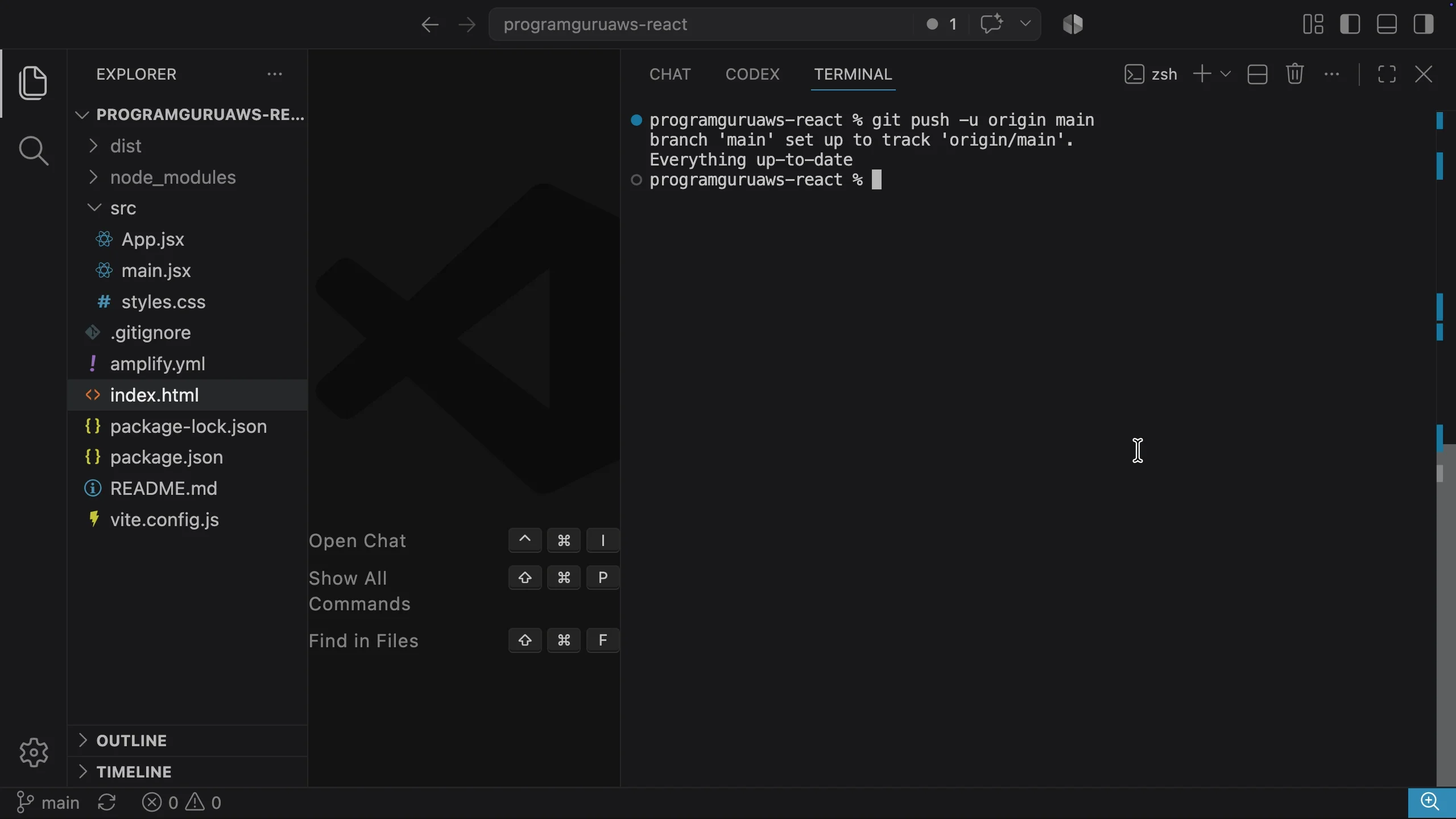 React project successfully pushed from Visual Studio Code to GitHub