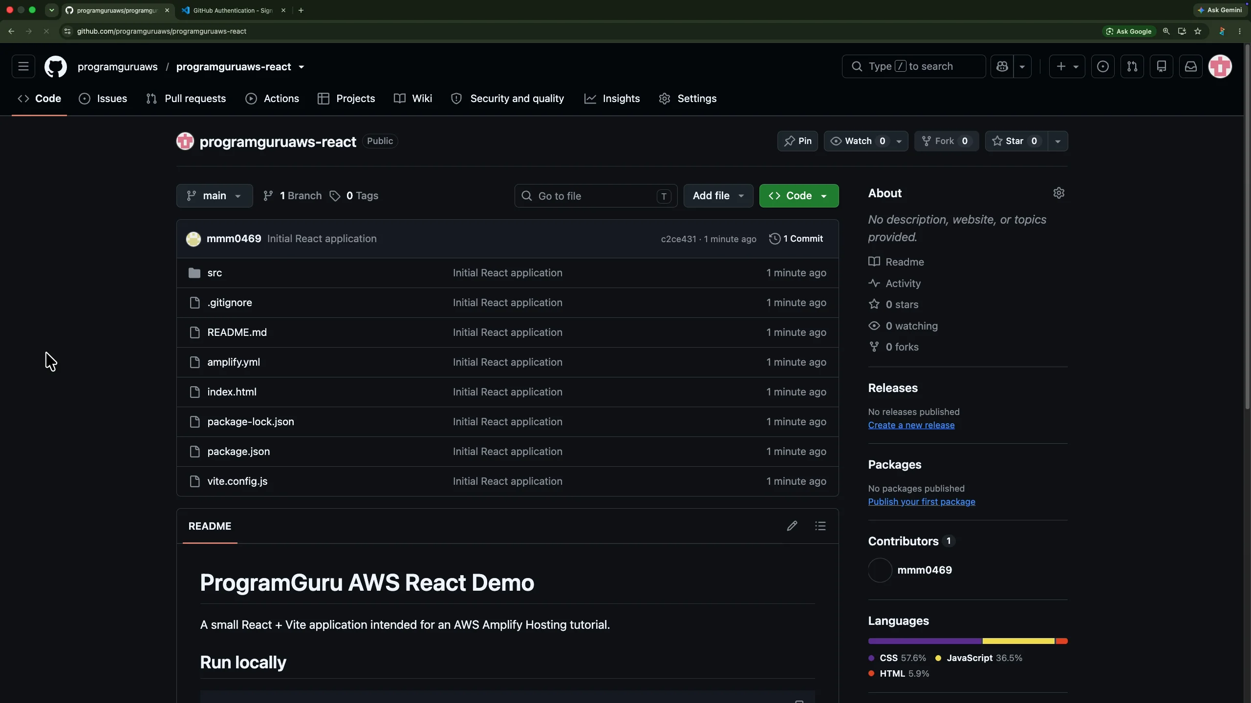 React project files available in the GitHub repository