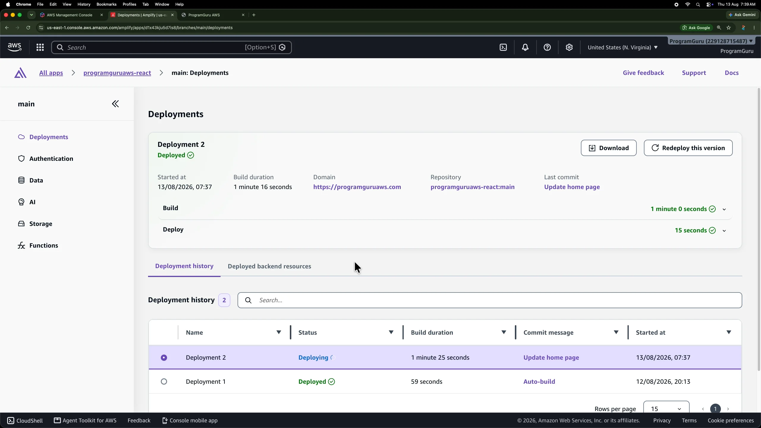 Second AWS Amplify deployment completed successfully
